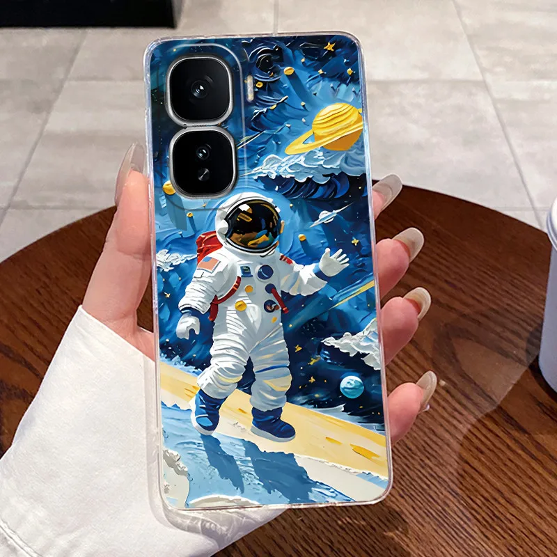 Clear Silicone Soft TPU Back Cover with Cute Rabbit Cat Design