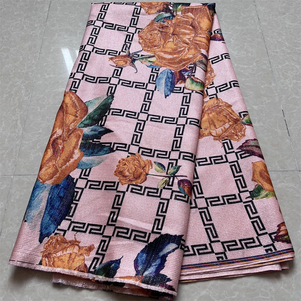 

2023High Quality African Nigerian Tulle Lace Fabric For Sewing Organza Embroidery Guipure Party Dress Damask 5Yard