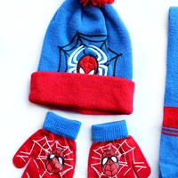 Autumn Winter Children Hat SpiderMan Classics Cartoon Scarf Hat Glove Warm knitted hat Boy Girl Cap Child Christmas Hat 3