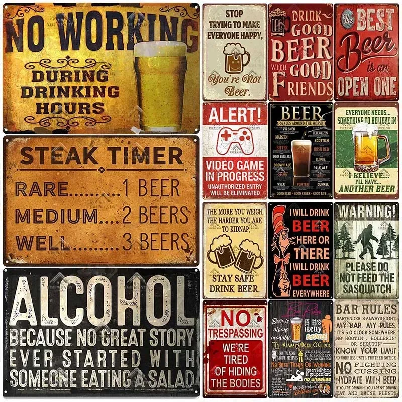 Funny Bar Metal Sign, Retro Plaque, Vintage Sign, Alcohol Drinker, Pub, Club, Man Cave, Kitchen Wall Decoration