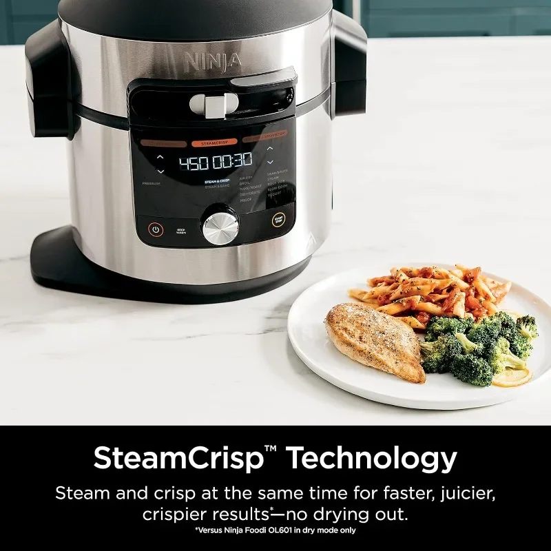Description Picture 4 of itemNinja OL601 Foodi XL 8 Qt. Pressure Cooker Steam Fryer with SmartLid, 14-in-1 that Air Fries, Bakes & More with 3-Layer Capacity