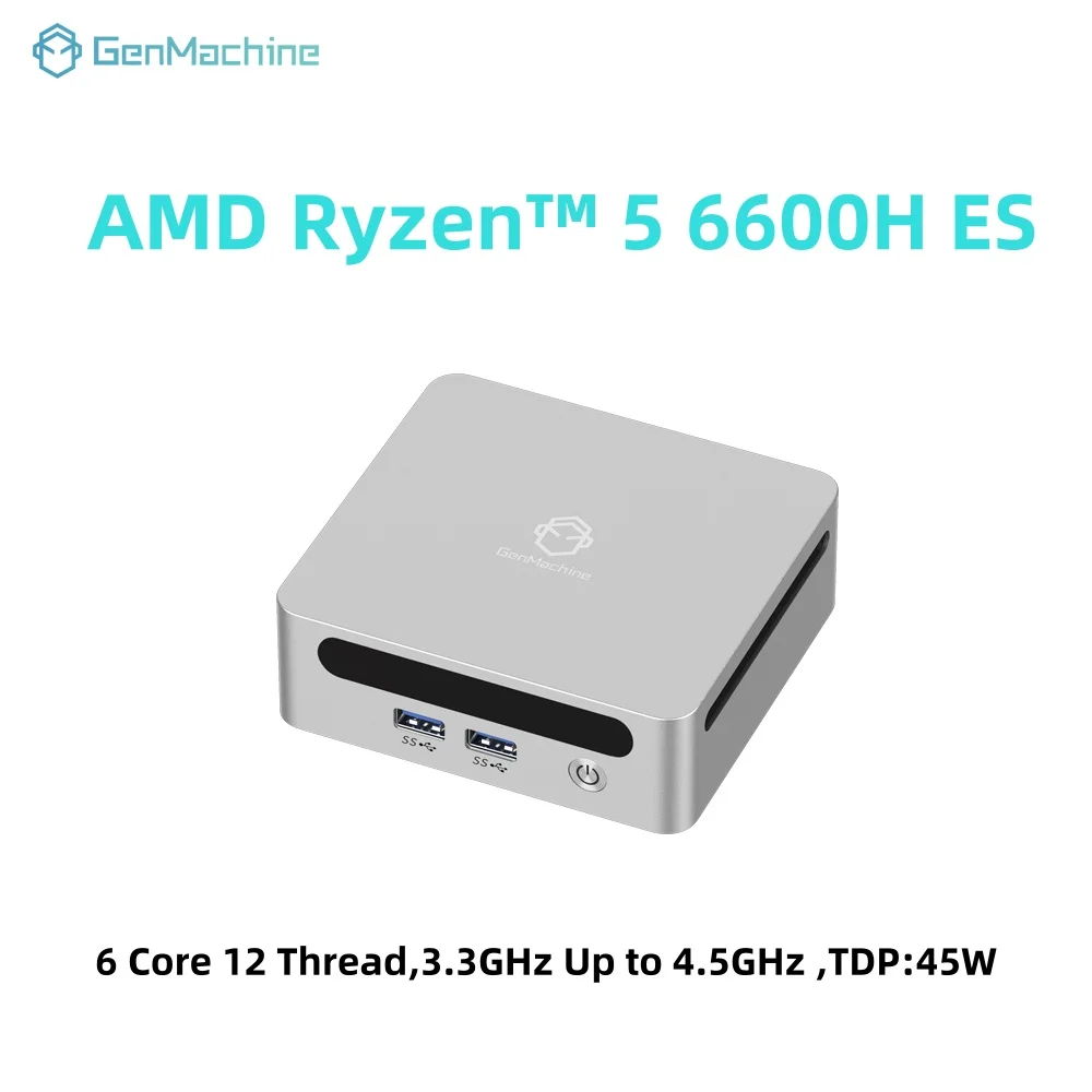 Genmachine AMD R5 6600H ES New Mini PC Windows 11 WiFi 6 Gaming PC