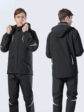  Waterproof Raincoat Suits Outdoor Rain Gear Motorcycle Cycling Rain Coats Cover Men Rain Poncho Jacket Hooded Rainwear 