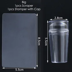 Transparent Silicone Nail Art Stamping Kit with Dual-Sided Stamper and Scraper for French Manicure Design (ND251 Big)