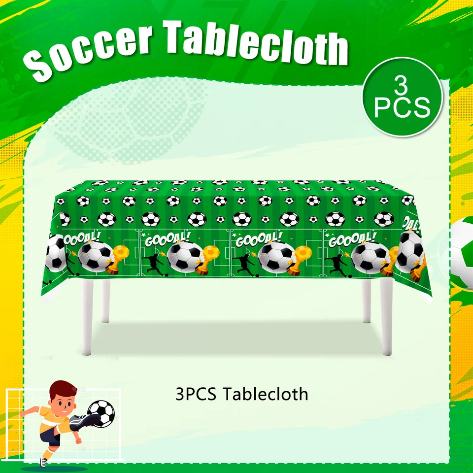 Soccer Themed Party Tablecloth Set for Celebrations