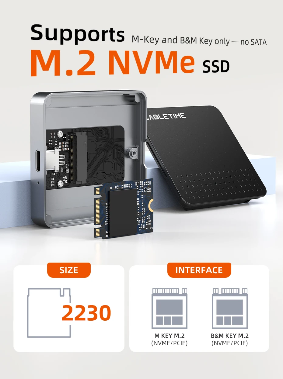 CABLETIME Magnetisches M.2 2230 NVMe SSD-Gehäuse 10 Gbit/s M.2 auf USB Typ C Externer Adapter für iPhone 16 Pro Max ProRes MacBook – Detail 3