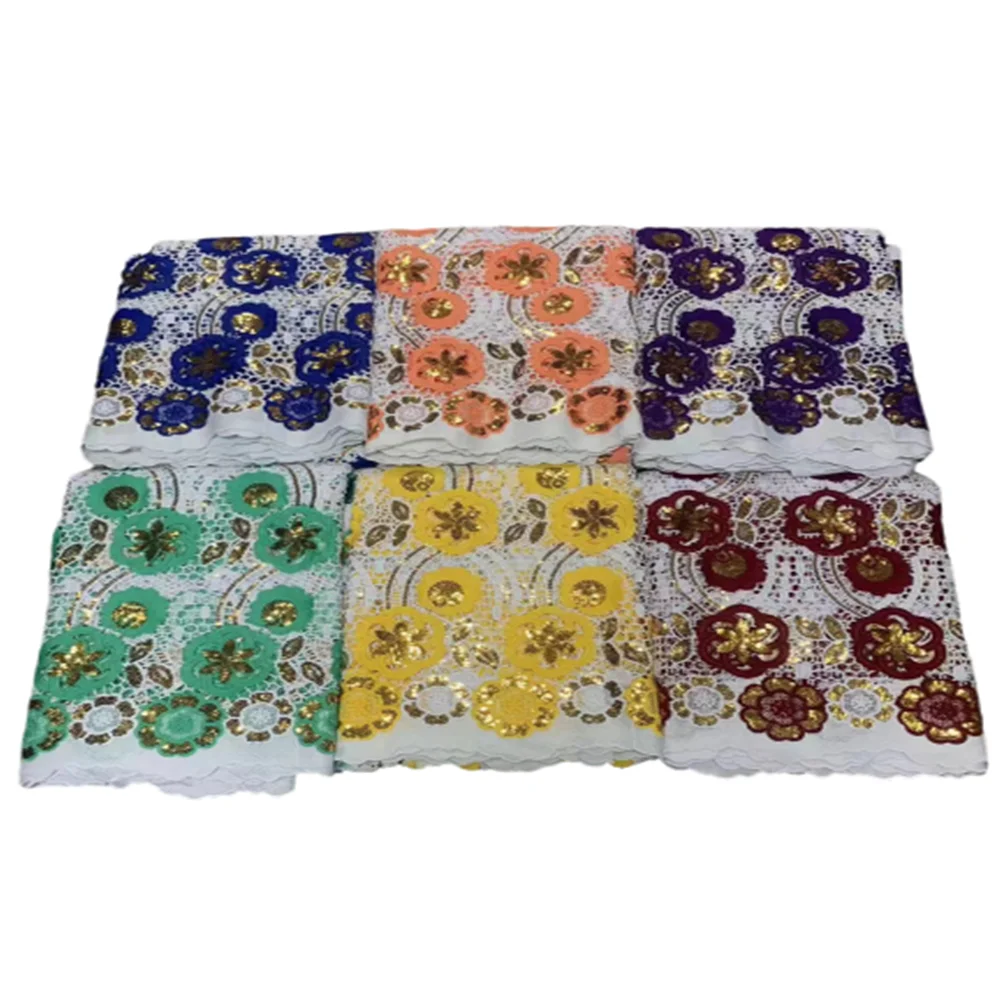 

blue Latest African 3d flower Lace Fabric Embroidery French Mesh Lace Fabric With Sequins Nigerian Tulle Lace For Party