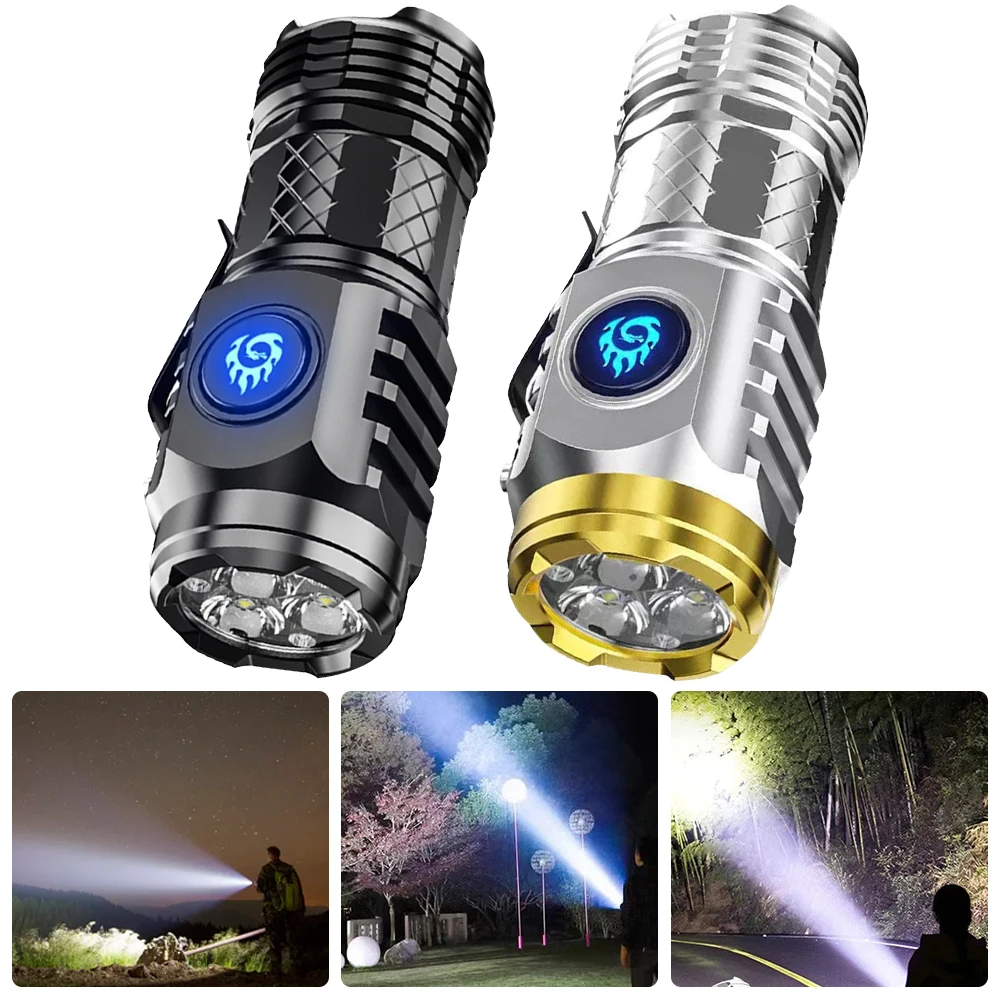 Type-C Rechargeable Portable Multi-Function Light 5 Light Mode Waterproof Flashlight Small LED Flashlight for Outdoor Emergency
