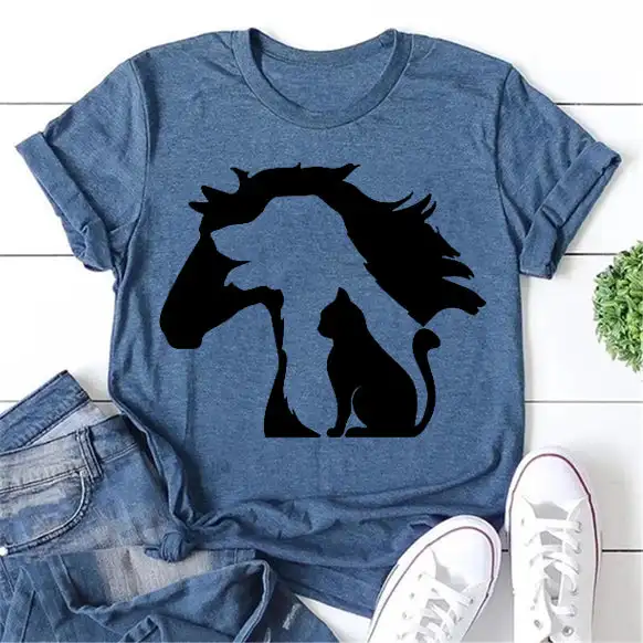 

Horse Graphic T Shirts Comfortable Cotton Customized Factory Women's Casual T-Shirts Clothing