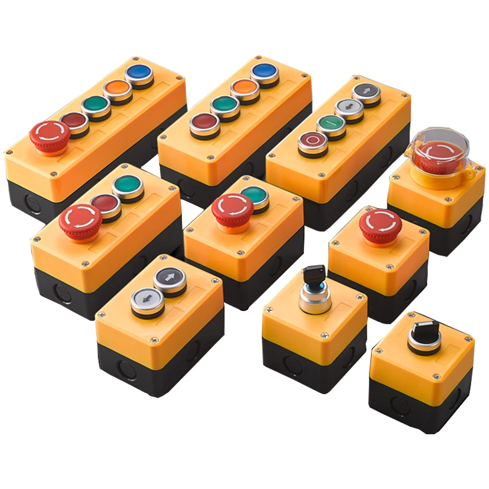 Button switch control box plastic hand-held self starting button waterproof box electrical industrial emergency stop LA38