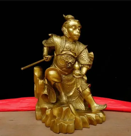 

Китайский буддистский храм латунь медь Обезьяна Король солнце Wukong Марс Бог Будда статуя