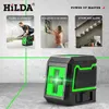 HILDA 2 Lines Laser Level Self-Leveling Horizontal And Vertical Cross Super Powerful Green Laser Beam Line 2