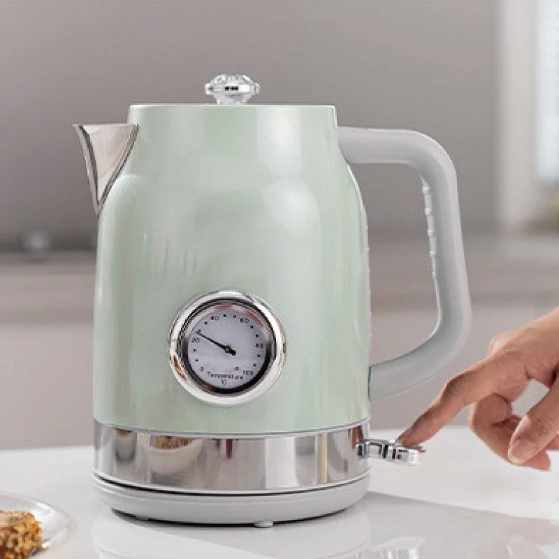 1.7L Retro Electric Kettle With Thermometer 304 Stainless Steel Fast Water Boiling For Tea/Coffee Kettle Auto Power-off 1800W 2