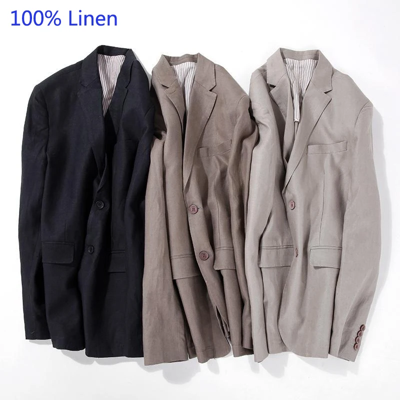 

Мужской однобортный Блейзер из 100% льна, размеры S, M, L, XL, XXL