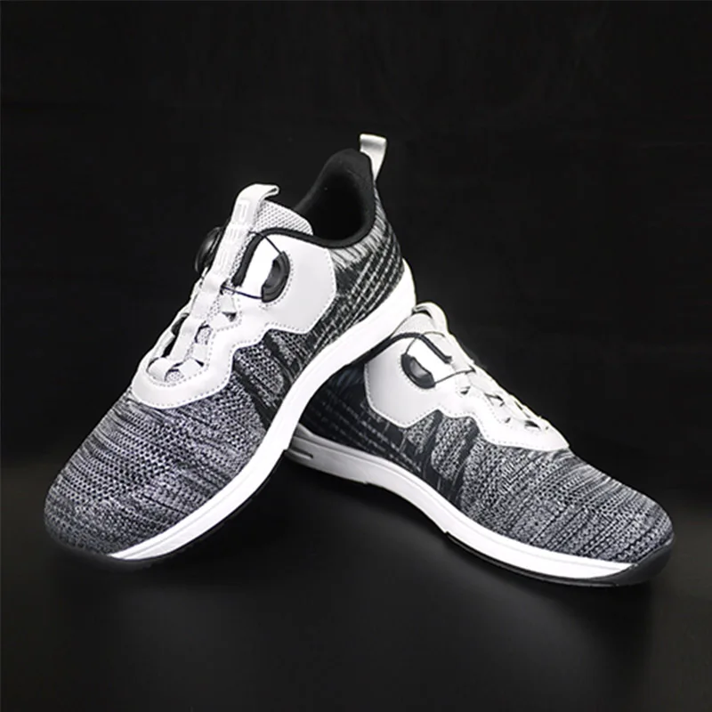 Unisex Right Hand Non-slip Bowling Shoes Women Men Breathable Rotating Buckle Sneakers Couple Weave Lightweight Indoor Footwear for Bowling Shoes