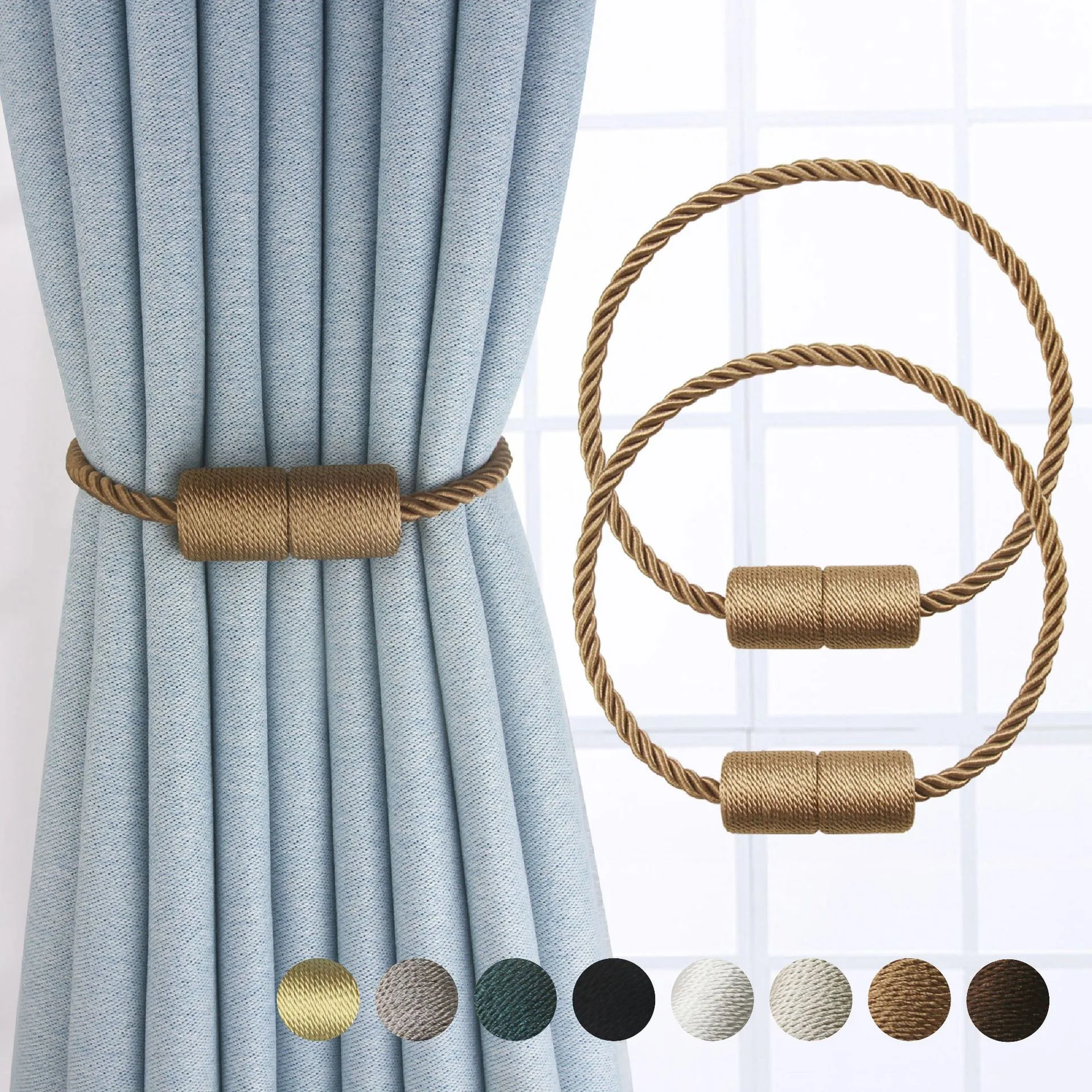 Curtain Tiebacks 4pcs Strong Magnetic Outdoor Elegant Decorative Modern Rope For Drapes Window Curtain Holdba