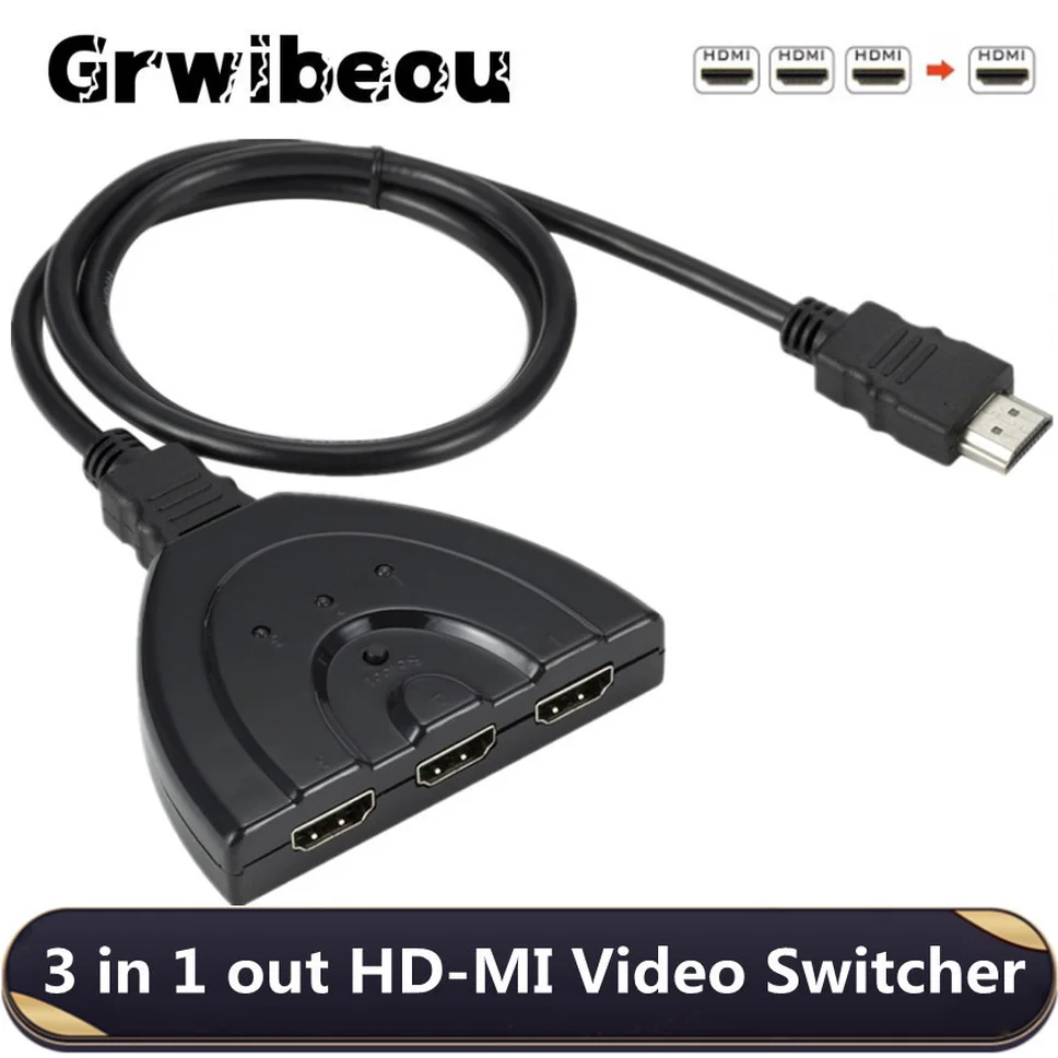 

Grwibeou 1080P HDMI-compatible Switcher Video Splitter 3 in 1 out Mini 3 Port HDMI-compatible Switch for DVD HDTV Xbox PS3 PS4