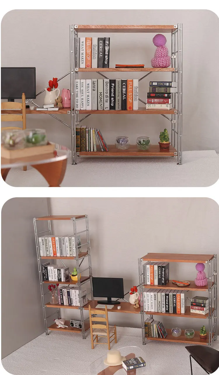 1:6 1:12 BJD Dollhouse Wrought Iron Storage Rack Miniature Items Bookcase Mini Storage Rack Dolls House Accessories Furniture