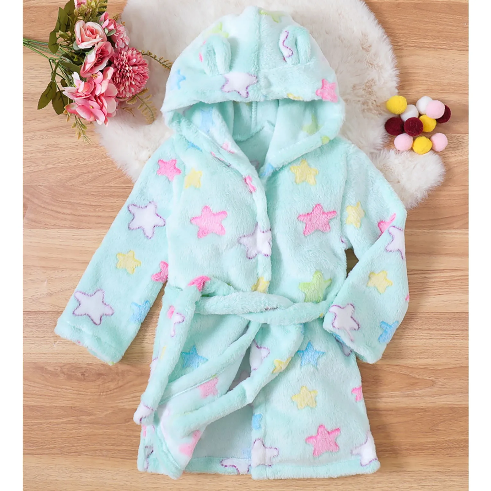 Kids Pajamas Set Flannel Pajamas Child Bathrobe Kids Robe Kids Baby Hooded Pijama Boys Girls Autumn Winter Warm Flannel Fleece Towel Bath Robe Bathrobe Soft Pajamas Sleepwear 1-7 years