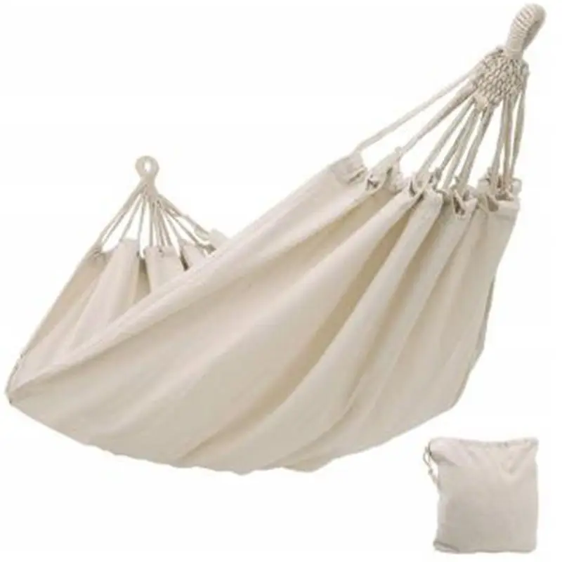 Double Hammock Outdoor Rollover Prevention Camping Canvas Hanging Swing Bed 200x150cm Actual Use Area