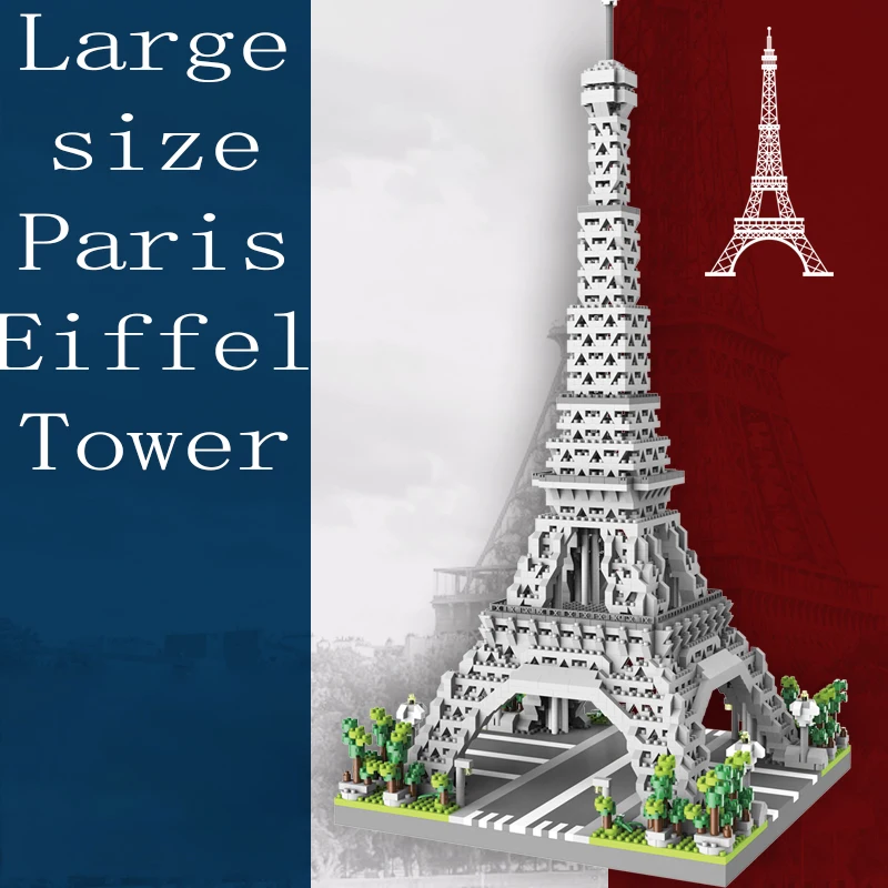 Paris Tower Street View Building Block Mini Diamond Small Particle Assembly Building Block Decoration Toy 3