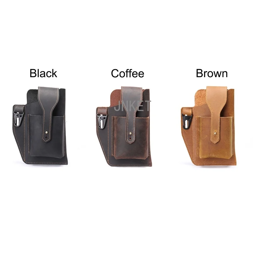 Retro Men Crazy Horse Leather Belt Waist Bag Cellphone Bag Leisure Waist Pack