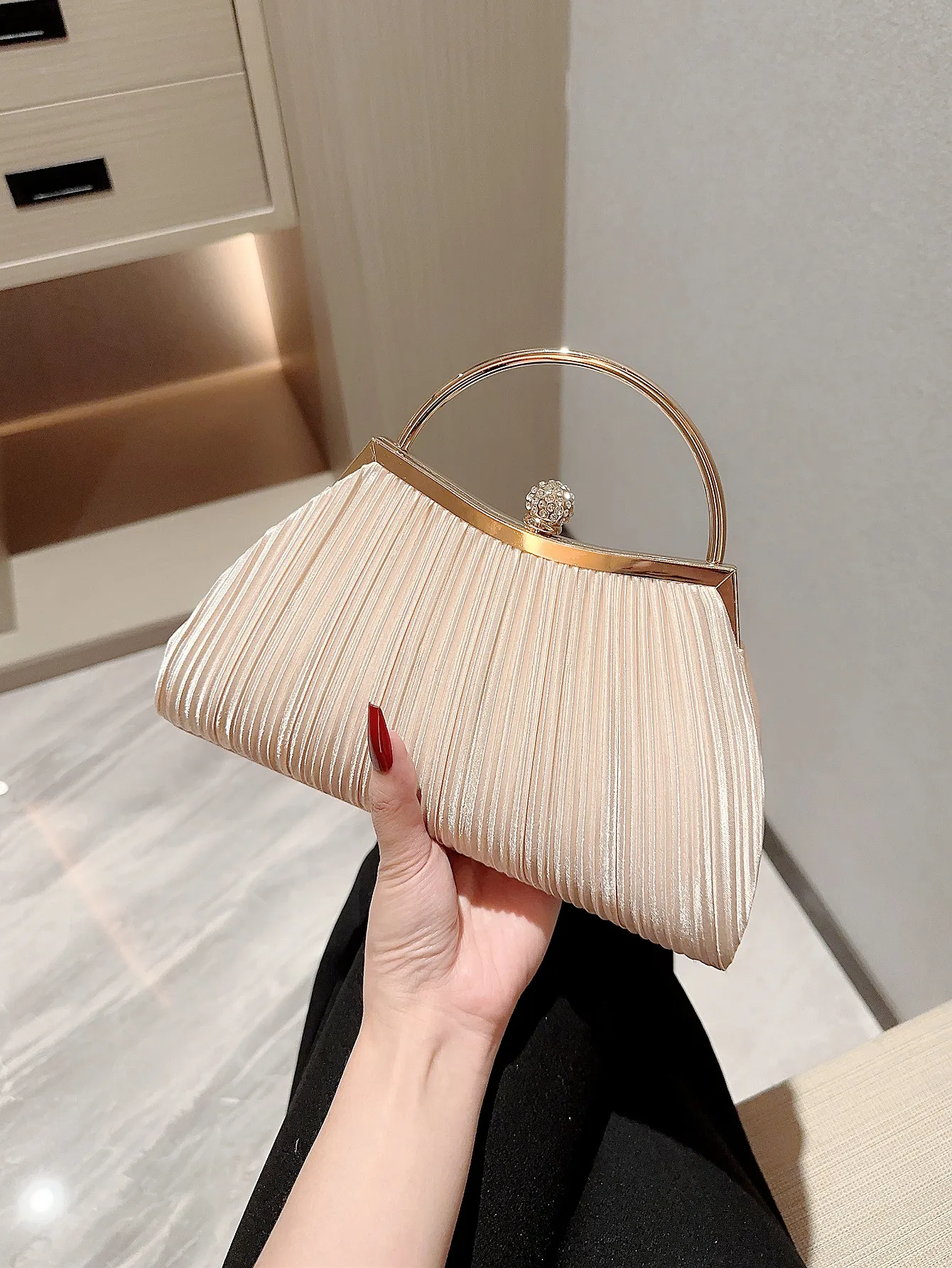 New Satin Pleated Evening Bag Handbag Matching Dress Evening Party Bag  Cheongsam Bag Handbag Party Bag Prom Bag