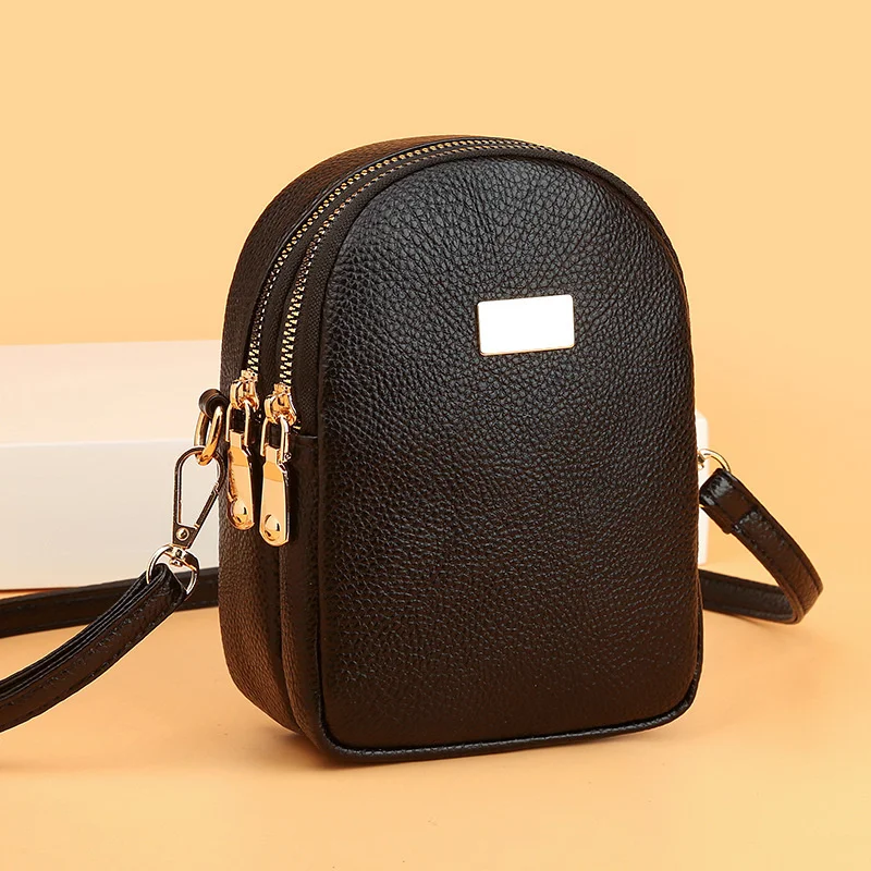 

New One Shoulder Messenger Fashion Canvas Bag Large Capacity Mobile Phone Bag Soft Leather Multi-layer Crossbody Bag Small Bag