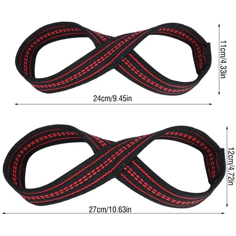 Description Picture 3 of itemFigure 8 Weight Lifting Straps DeadLift Wrist Strap for Pull-ups Horizontal Bar Powerlifting Gym Fitness Bodybuilding Equipment