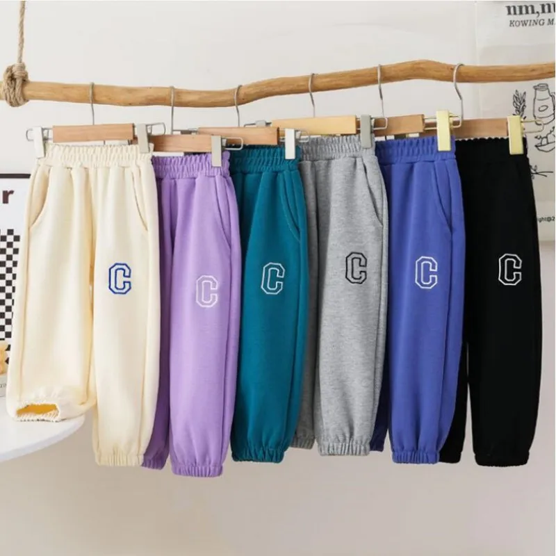 

1-12 Years Kids Boys Letter Printing Pants Autumn Sweatpants Trousers Children Long Pants Spring Girls Baby Casual Cotton Trous
