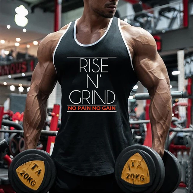 Men's vest sleeveless Bodybuilding Stringer Tank Top Fitness Gym Workout  Cotton