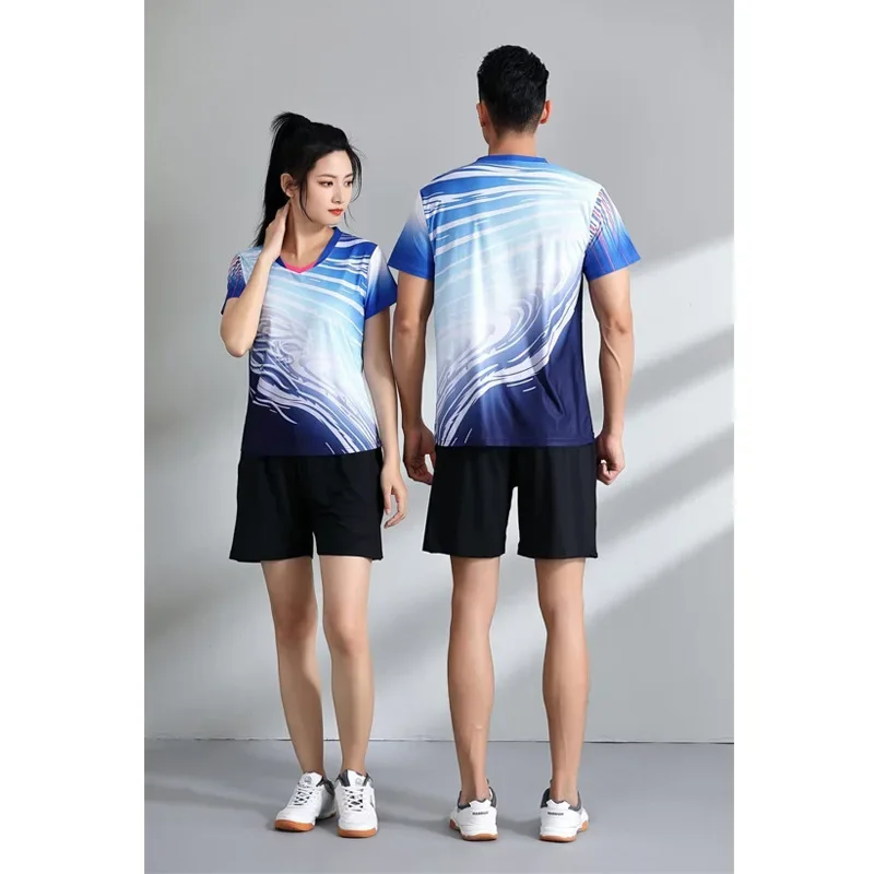 New Men's Women's Ping Pong Sports Shirt Quick Dry Breathable High Elasticity Short Sleeves Printed Trendy Top Speed Dry
