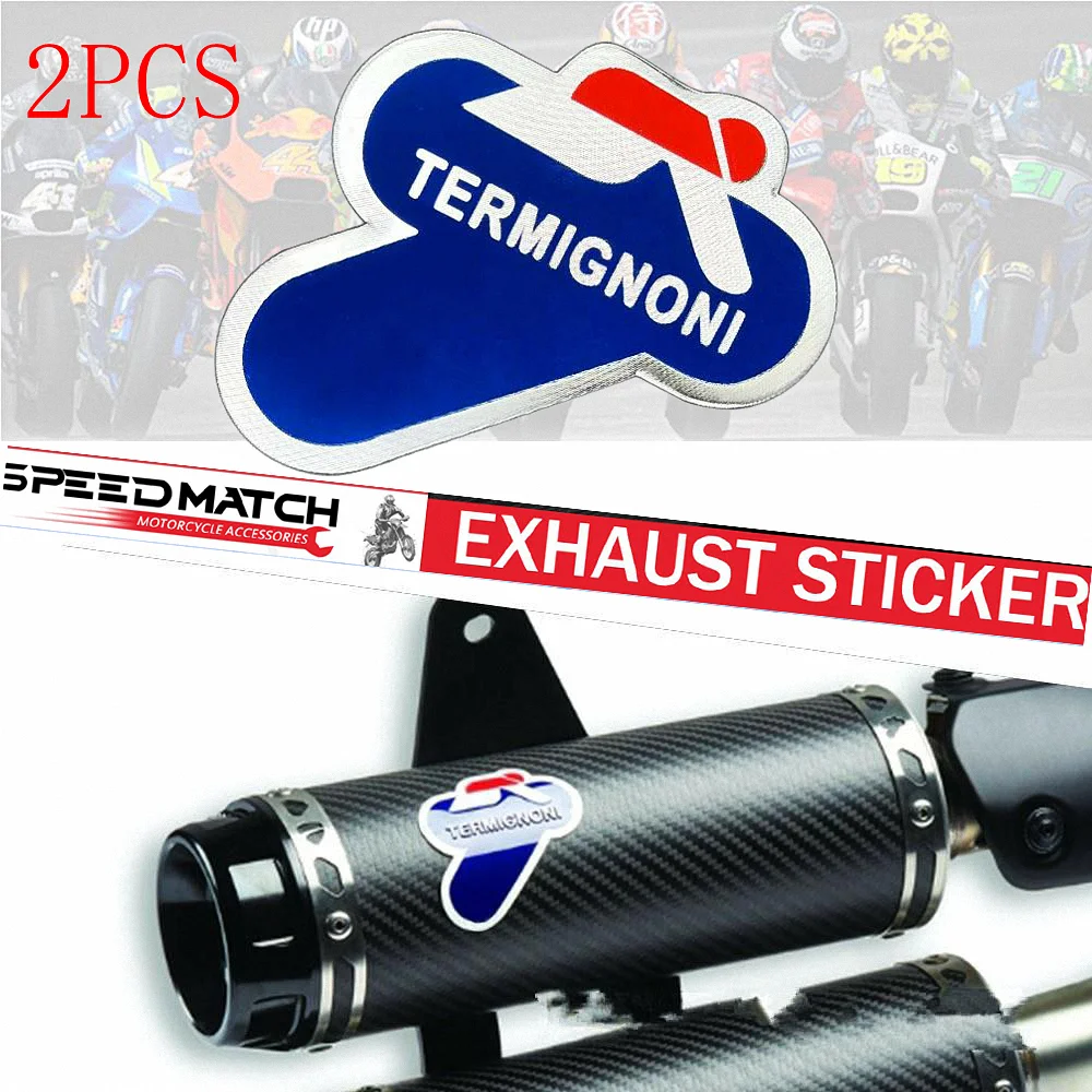 2pcs Universal Motorcycle Exhaust Stickers For Termignoni KTM Ducati Duke 390 Scrambler 800 Panigale v4 Monster 600 696 821 937 2pcs motorcycle universal keychain titanium burn cnc pentagonal hexagon key head cover moto decorative key ring accessory