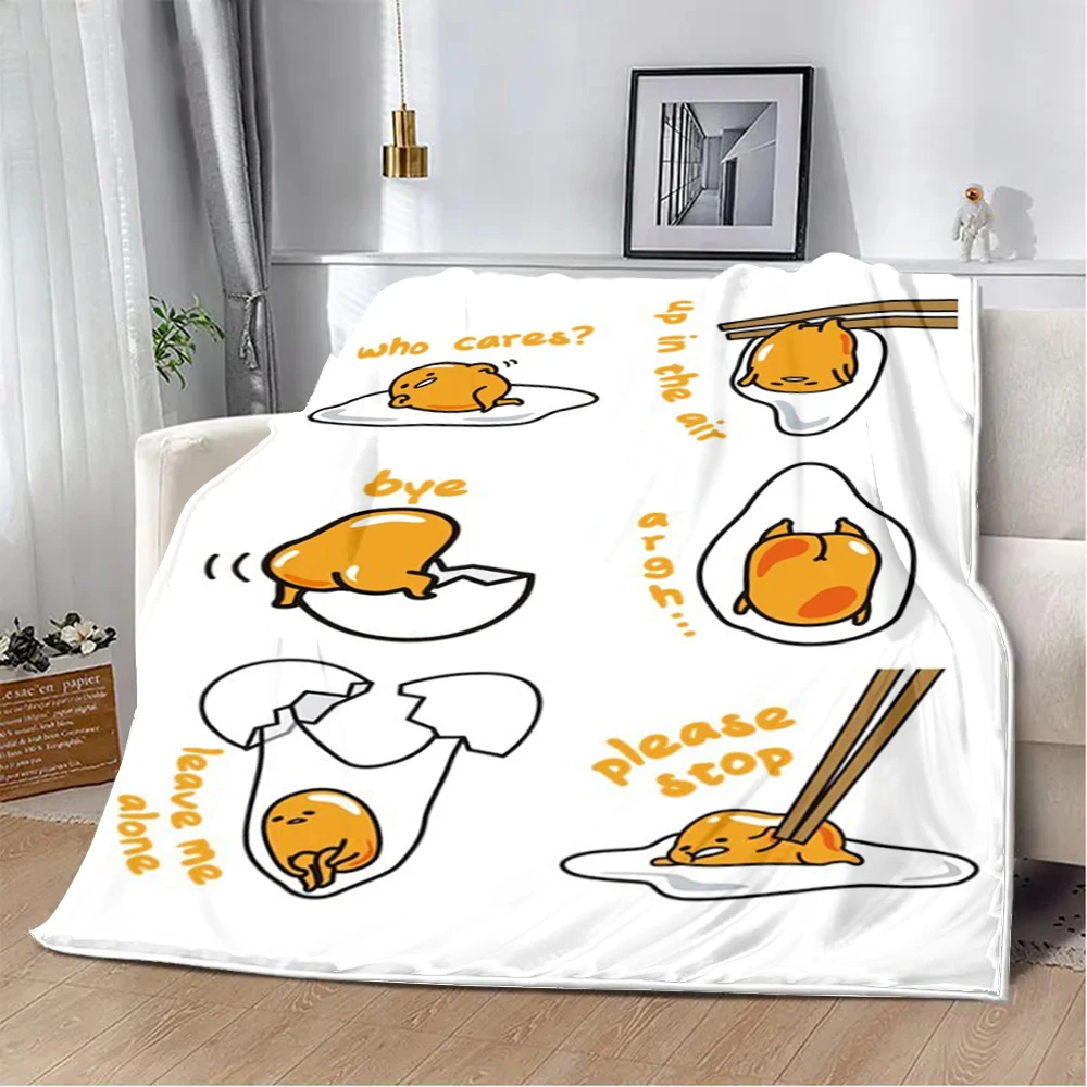 Cute Funny Cartoon Gudetama Printed Blanket Picnic Blankets Warm Blanket Soft and Comfortable Blanket Home Travel Birthday Gift 2