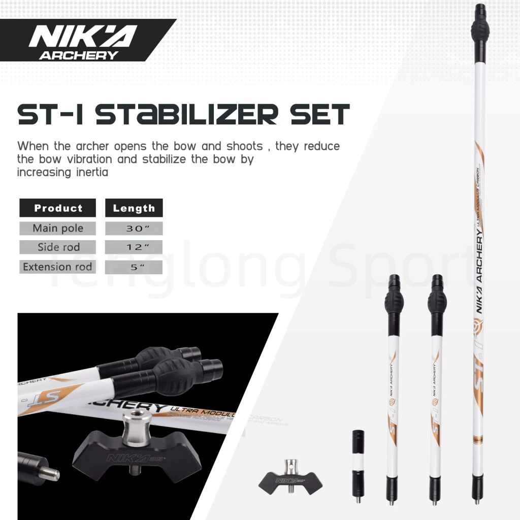 Kit Stabilisateur Arc Surwolf – 28/30″ Fibre Carbone 3K – Pour Arc Recourbé