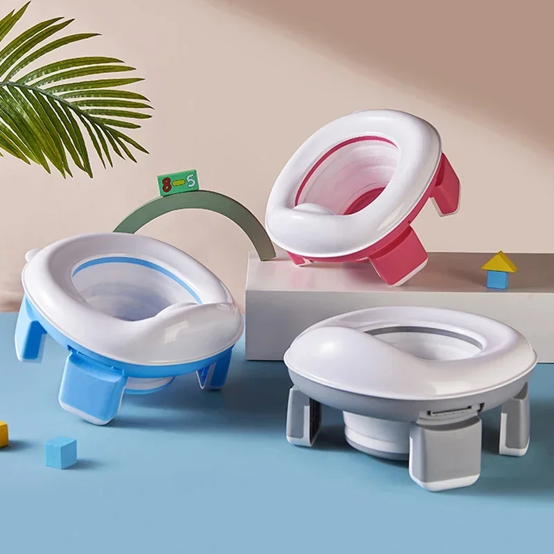 in Travel Toilet Seat Foldable Blue Children Potty with Bags
