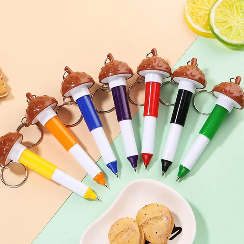 Telescopic Ballpoint Pen Small Pine Cone Shape Key Chain Signature Pen Creative Portable Cute Ballpoint Gifts pine wood folding stool portable household solid wood fishing small square stool