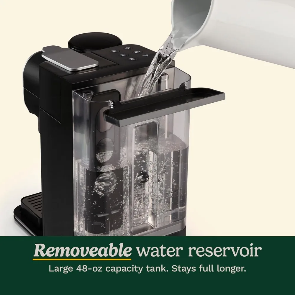 Single Serve Coffee Maker + Coffee Grinder, 48-Ounce Removable Reservoir, Black, DGB-2 5