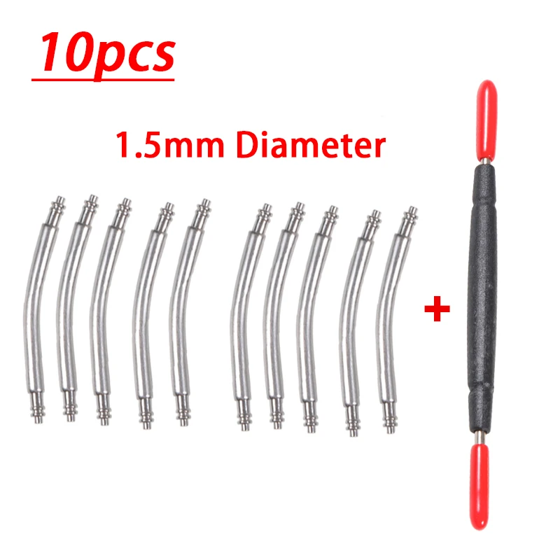 Curved Stainless Steel Spring Bar Set - Premium Band Links, Various Widths, 10-Piece Strap Accessory Collection
