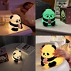 HUAHUA  Panda Light Silicone Lamp Beside Lamp Baby Night Light Cartoon Toy Children Bedroom Sleep Light LED Touch Gifts 6