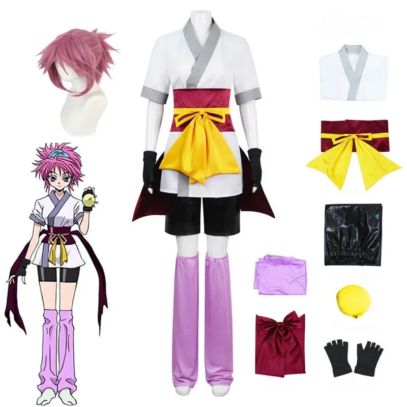 

Anime Hunter X Hunter Machi Komacine Cosplay Costume Pink Wig Phantom Troupe Halloween Carnival Suit for Women Role Play