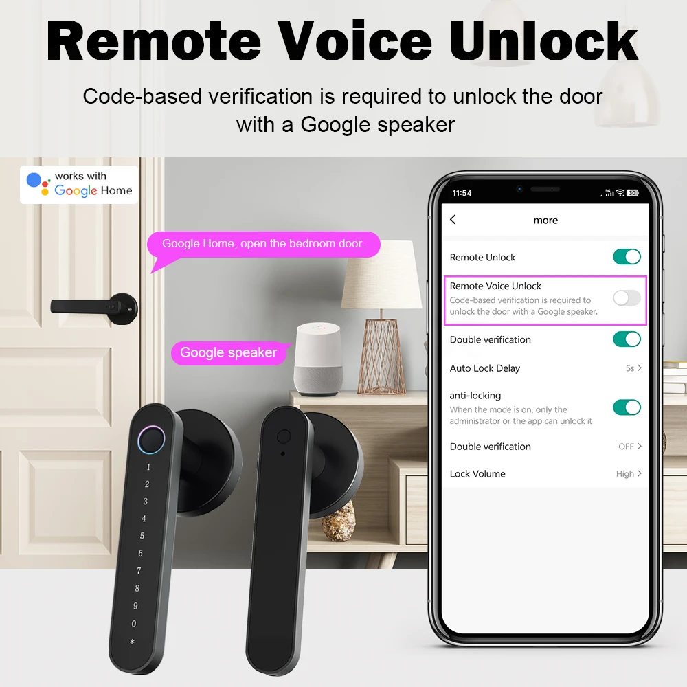 Tuya Smart Door Lock Buletooth Security Protection Digital Electronic Lock With Fingerprint Key PassWord APP Remote UnLock