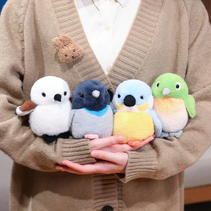 Wholesale 12cm Lifelike Bird Plush Toy Kingfisher Pigeon Tit bird Doll Shake It Up And Down To Make Sounds Kid Interactive Gift