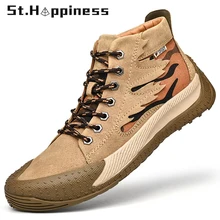 

2022 Men Shoes Fashion Leather High Top Casual Shoes Outdoor Non Slip Motorcycle Boots Classic Lace Up Sport Sneakers Big Size