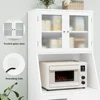 64'' Tall Kitchen Storage Cabinet, Kitchen Hutch with Microwave Stand, Pantry Cabinet with Adjustable Shelves, for Kitchen 5