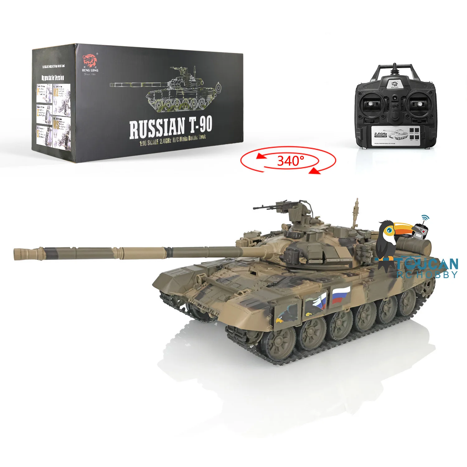 1/16 Scale 2.4Ghz HENG LONG 7.0 Plastic Ver Russia T90 RTR RC Tank 3938 Model Toys Radio Cars Machine Gun BB Shoot TH17842 2