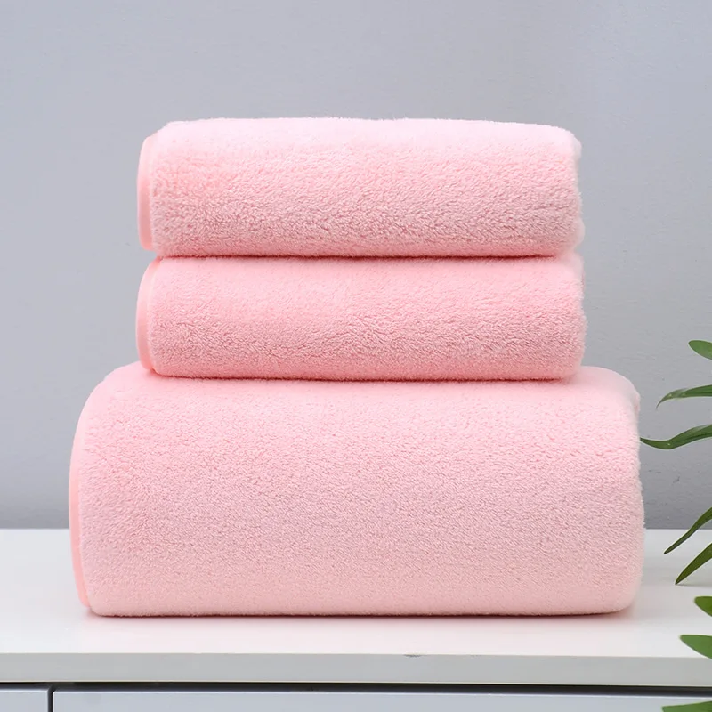 

3pcs/set Coral Fleece Bath Towel Super Soft Water Absorbing Bath Towels Face Towel 1pcs 70*140cm 2pcs 35*75cm