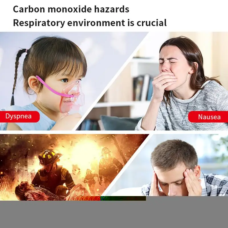 Travel Carbon Monoxide Detector Rechargeable 1000mAh CO Alarm Portable Mini Camping Tent Alarm Tool with Color HD Screen