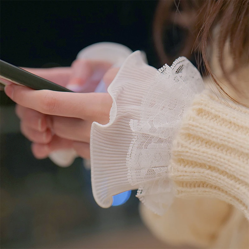 네일 사진 장갑, 아름다운 부드러운 가짜 커프스, 장식 레이스 플레어 커프스 패션, 섹시한 네일 아트 액세서리, 사진 소품