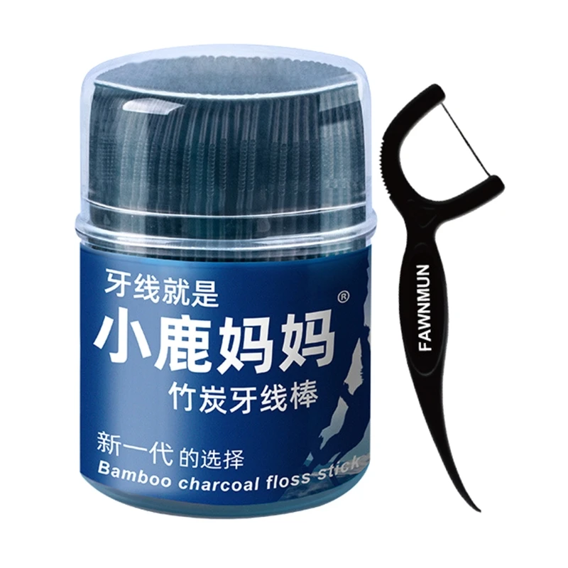 Description Picture 2 of item50pcs Dental Floss Flosser Picks Toothpicks with Thread Teeth Stick Tooth Cleaning Interdental Brush Oral Hygiene Care Tool